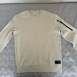 Zara Cream Crewneck Sweater with Ribbed Details